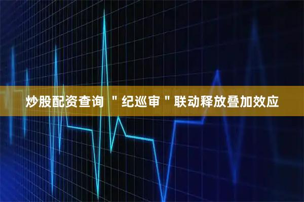 炒股配资查询 ＂纪巡审＂联动释放叠加效应