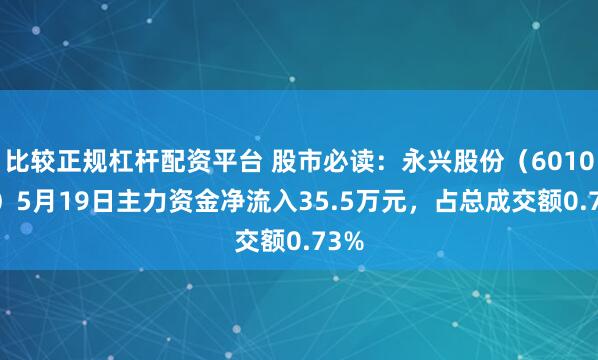 比较正规杠杆配资平台 股市必读：永兴股份（601033）5月19日主力资金净流入35.5万元，占总成交额0.73%