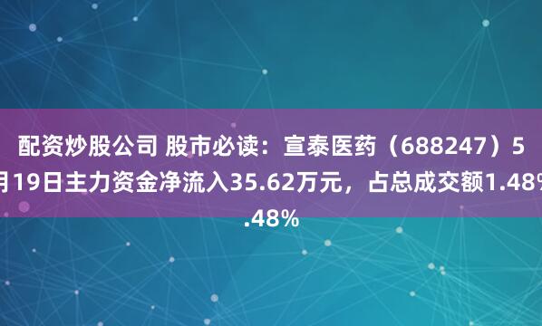 配资炒股公司 股市必读：宣泰医药（688247）5月19日主力资金净流入35.62万元，占总成交额1.48%