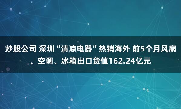 炒股公司 深圳“清凉电器”热销海外 前5个月风扇、空调、冰箱出口货值162.24亿元